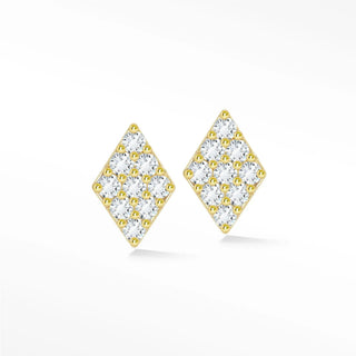 Diamond of diamonds stud earrings 14k gold gold-tone rhombus-shaped diamond stud earrings with pave clear crystals