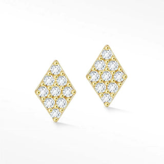 Diamond-encrusted diamond-shaped diamonds stud earrings 14k yellow gold elegant earrings 14k yellow for special occasions