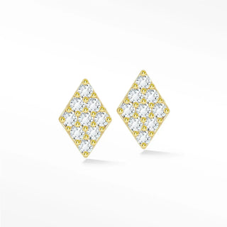 Diamond of diamonds stud earrings 14k gold gold-tone rhombus-shaped diamond stud earrings with pave clear crystals