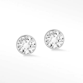 Diamond stud earrings bezel 14k white - 2mm - studs