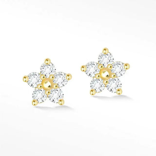 Gold-toned earrings buttercup 14k stud earrings featuring clear cubic zirconia stones diamond stud earrings