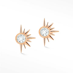 Lab Grown Diamond Stud Earrings Sunburst | 14K Rose