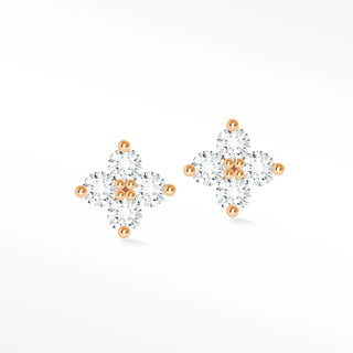 diamond stud earrings Clover in rose gold