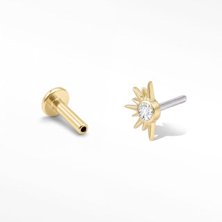 Flat Back Earrings Threadless Diamond 14k Gold Demi Star | Wynning Stud