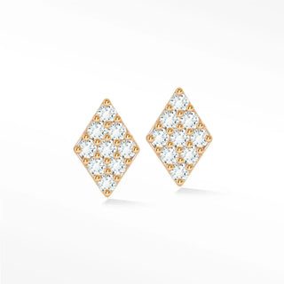 Diamond stud earrings in 14k rose gold featuring a pave setting for elegant and timeless style
