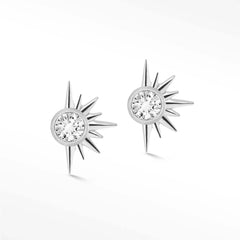 Lab Grown Diamond Stud Earrings Sunburst | 14K White