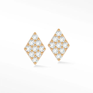 Diamond stud earrings in 14k rose gold featuring a pave setting for elegant and timeless style