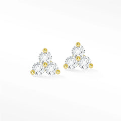 Trinity Diamond Stud Earrings | 14K Solid Gold