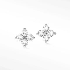 Lab Grown Diamond Stud Earrings Clover | 14K White