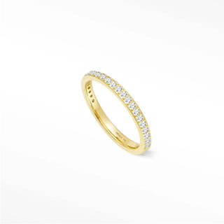 Diamond wedding band 14k gold thea featuring a delicate yellow gold band with continuous round-cut diamonds
