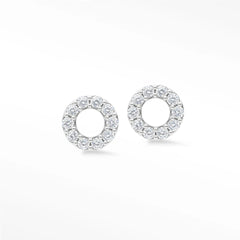 Donut Diamond Stud Earrings | 14K White Gold