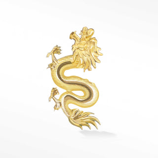 Dragon flat back earrings, in 14k yellow gold, a bold dragon motif design 