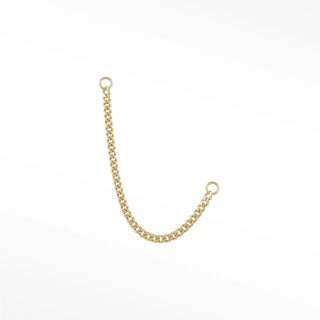 Ear chain connector featuring a sleek liquid-gold italian cuban link design. Completely hypoallergenic and nickel-free