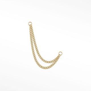 Ear Chain Cuban 2mm Double Decker | 14K Yellow