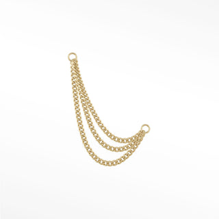 Ear Chain Cuban 2mm Triple Decker | 14K Yellow