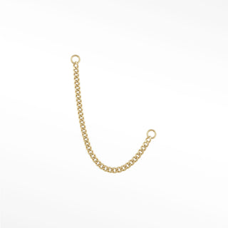 Ear chain connector featuring a sleek liquid-gold italian cuban link design. Completely hypoallergenic and nickel-free