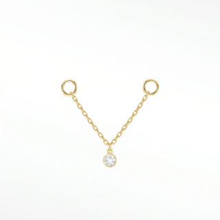 Ear chain diamond bezel & cable 14k yellow