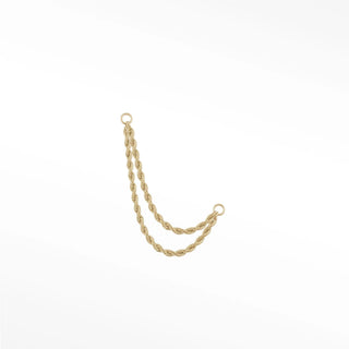 Ear chain diamond cut rope double decker 14k yellow