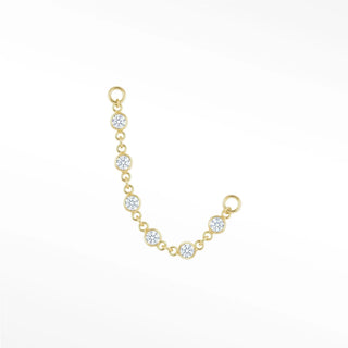 Ear chain diamond prismatic 2mm 14k yellow