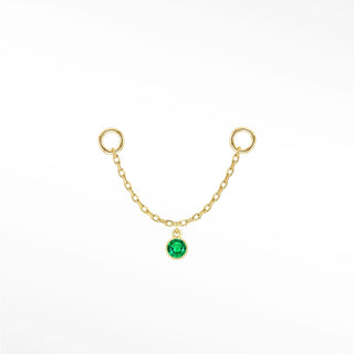 Ear Chain Emerald Bezel & Cable 14K Yellow