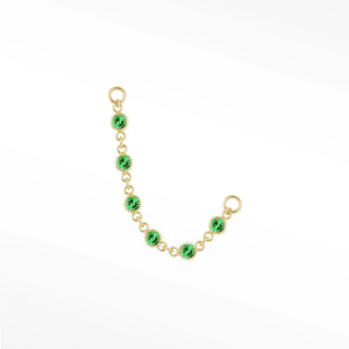 Ear chain emerald prismatic 2mm 14k yellow