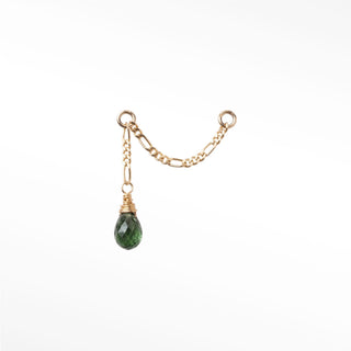 Ear Chain Green Tourmaline & Figaro 14K Yellow