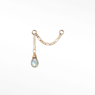 Ear Chain Labradorite & Figaro 14K Yellow