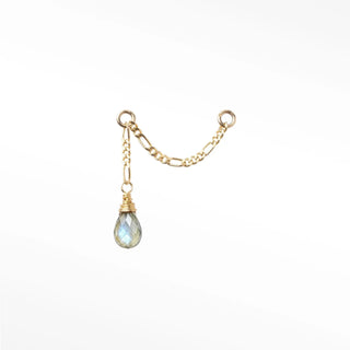 Ear chain labradorite & figaro 14k yellow