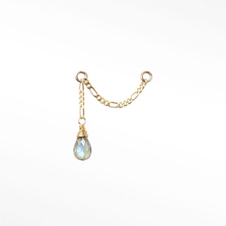 Ear chain labradorite & figaro 14k yellow