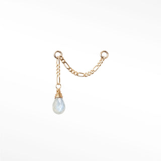 Ear Chain Moonstone & Figaro 14K Yellow