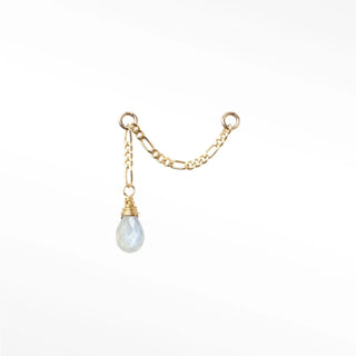 Ear chain moonstone & figaro 14k yellow