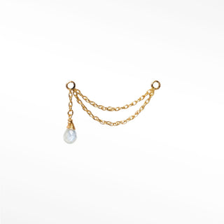Ear Chain Moonstone & Rope Double Decker 14K Yellow