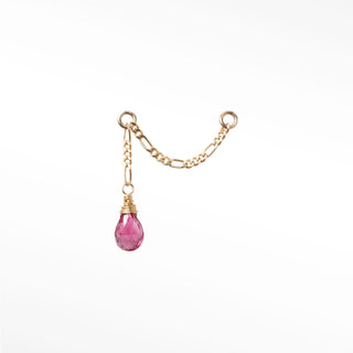 Ear Chain Pink Tourmaline & Figaro 14K Yellow