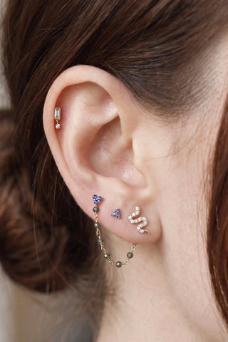 Ear chain from nina wynn’s rock candy collection. Discover a vibrant rainbow-like shimmer of natural faceted pyrite