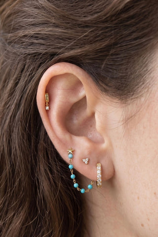 Ear Chain Turquoise Rock Candy | 14K Yellow
