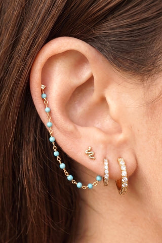 Ear Chain Turquoise Rock Candy | 14K Yellow