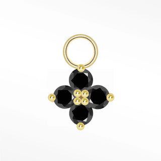Clover small black diamond 14k yellow gold mini charm - single