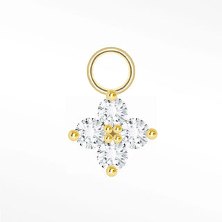 Clover small diamond 14k yellow gold mini charm - single