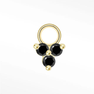 Trinity black diamond 14k yellow gold mini charm - single