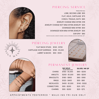 Ear Piercing Appointment Denver (booking deposit will be credited toward your final purchase) - Nina Wynn