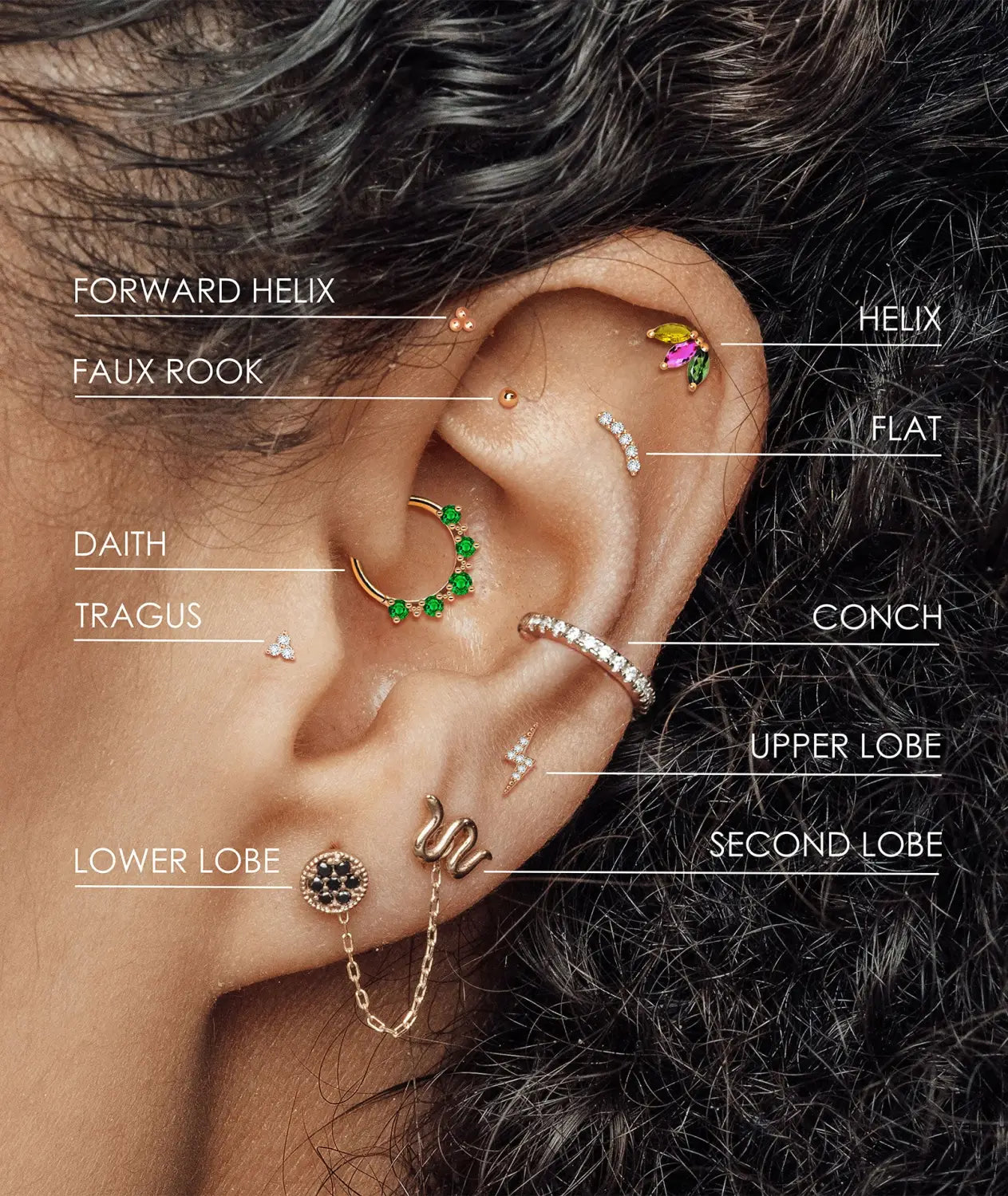 Overview of professional ear piercing placements during planning