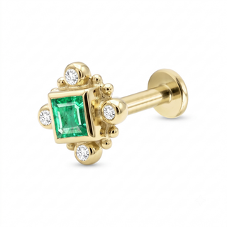 Flat Back Earrings Threadless Emerald 14k Gold Bloom | Wynning Stud
