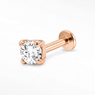 Flat Back Earrings Threadless 14k Rose Gold Gemstone | Wynning Stud