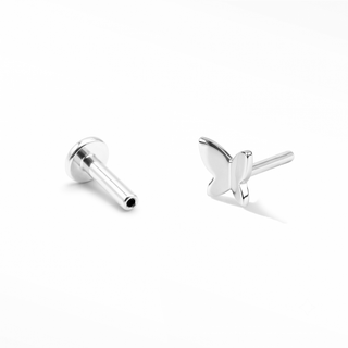 Flat Back Earrings Threadless 14k White Gold Butterfly | Wynning Stud