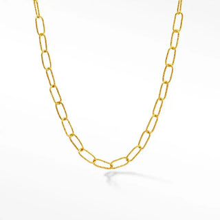 Elite textured paperclip chain necklace in 14k yellow gold with a gold-toned textured slightly twisted finish