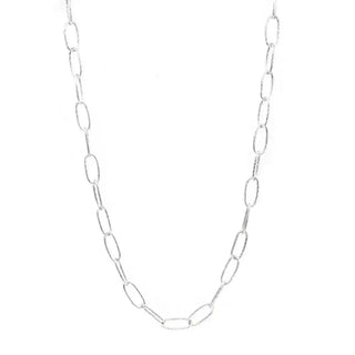 Silver-toned elite textured paperclip chain necklace with a slightly hammered finish in 14k yellow gold alternative