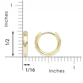 Ellie diamond 14k yellow gold reversible huggie hoop earrings with small clear gemstones on outer edge