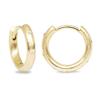 Ellie Diamond Gold 14k Hoop Earrings 13mm - Nina Wynn