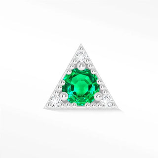 Natural emerald flat back earring 14k white - 14k gold