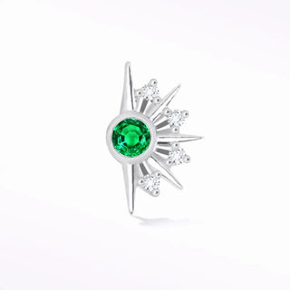 Natural emerald flat back earring demi urchin 14k white - 14k gold